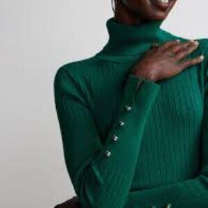 NY&Company Green Turtleneck  with Gold Buttons